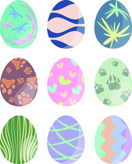 Collection of pastel Easter Egg, Easter material vector illustration. 