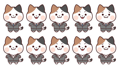 スーツを着た猫_表情パターン