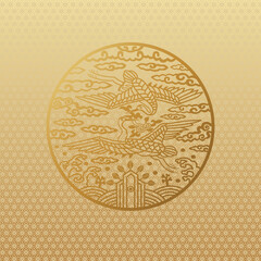 Korean traditional pattern Vector illustration, korean old patterns golden color background. Graphic design elements. Isolated objects, 
oriental vector pattern