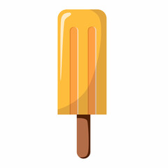 delicious yellow ice cream. Sweet summer treat on a stick. Vector illustration in cartoon style.