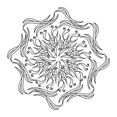 Mandala Coloring book page. Vector hand drawn circle ornament on white background.