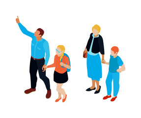 Obraz premium Excursion Isometric Illustration