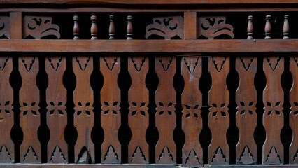 Wooden railing with balusters, old, vintage and retro style wooden railing with balusters 
