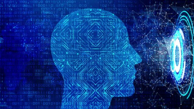 Future Technology Brain circuit Concept Visualization Loop Background. Digital Data Network artificial intelligence and cyber space. processor, AI neural networks, internet web. 3D animation