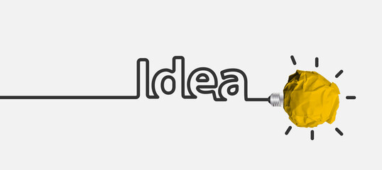 Creative light bulb idea and crumpled paper ball design, Vector illustration