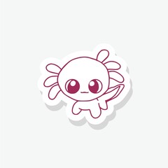Cute axolotl sticker icon isolated on white  background