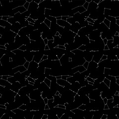 Constellations hand drawn. Doodle seamless pattern