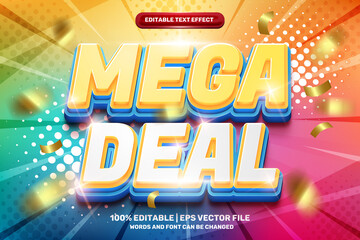 mega deal modern 3d editable text effect with colorfull halftone comic background