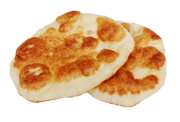 Flatbread fried in oil isolated on white