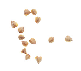 Buckwheat groats isolated on white background.
