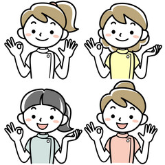 OKサインをする女性医療従事者

