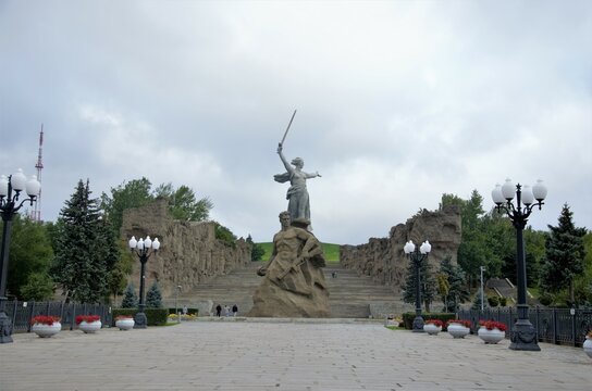 03.09.2021 Volgograd. Mamayev Kurgan is an ensemble monument dedicated to the victory in the Battle of Stalingrad, one of the main war memorials in Russia.