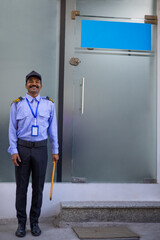 Fototapeta premium Security guard working in front of gate