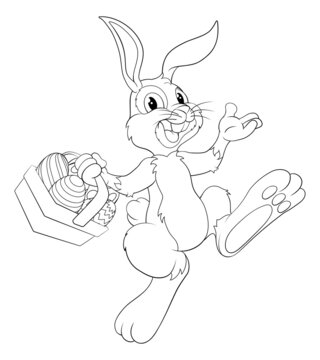 recommend clip art: Easter Bunny Cartoon Rabbit With Eggs Basket