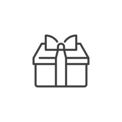 Gift box with ribbon line icon