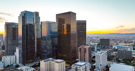 Los angeles panoramic city. Los Angeles downtown skyline. Business center building.