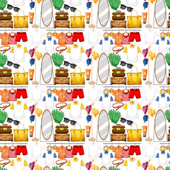 Seamless background design with cloth theme on white background