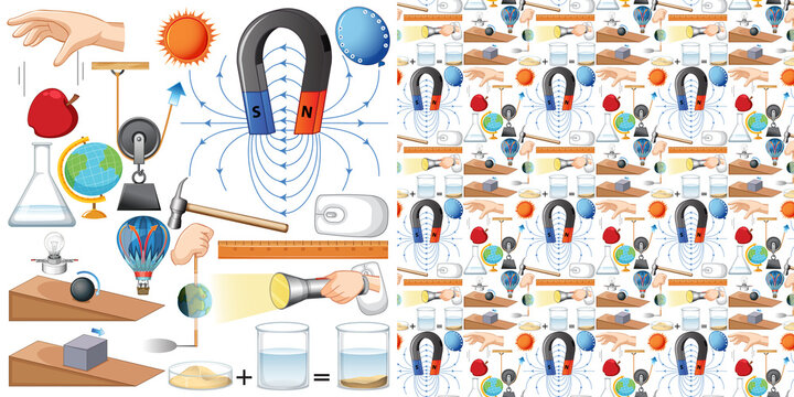 Seamless background with science equipments