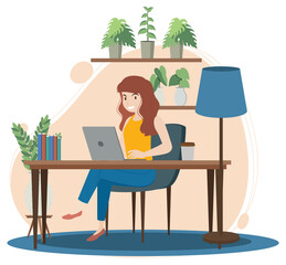 Work at home concept in flat design