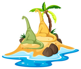 Scene with dinosaurs brontosaurus on island © blueringmedia