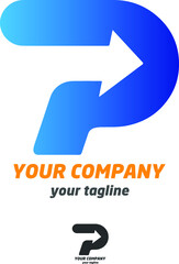 P Logo with Arrow Design Concept