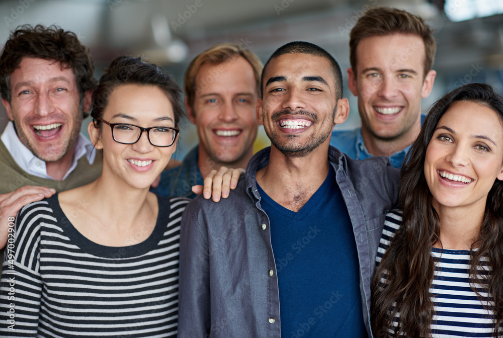 Aufkleber its great to be part of a team like this. shot of a smiling group of coworkers standing in an office
