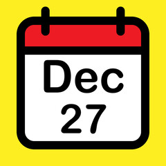 Calendar icon twenty seventh December