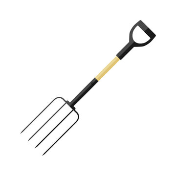 Pitchfork. An agricultural tool used for loading and unloading hay and other agricultural products. A garden tool. Vector illustration isolated on a white background for design and web.