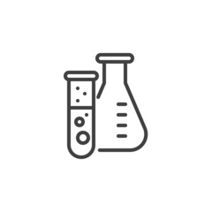 Flask and test tube line icon