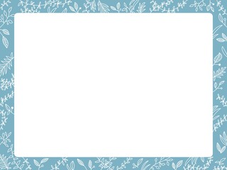 ボタニカルなフレーム　ブルー