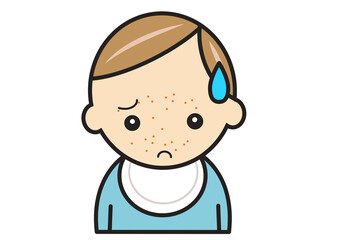 顔に湿疹ができた赤ちゃん
