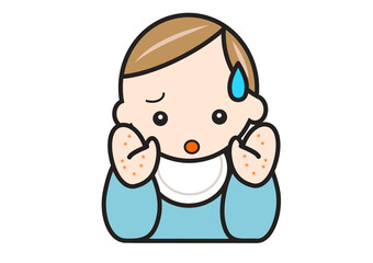 Fototapeta premium 手に湿疹ができた赤ちゃん