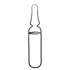 Linear drawing of an ampoule with liquid or medicine. Medical paraphernalia.