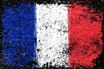風化したフランス国旗（トリコロール）のペイントのベクター素材