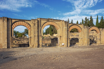 Fototapeta na wymiar View of the great eastern portico in Medina Azahara, an archaeological site just outside Cordoba