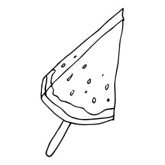 Vector watermelon clipart. Hand drawn melon outline icon. Fruit illustration isolated on white background. For print, web, design, decor, logo.