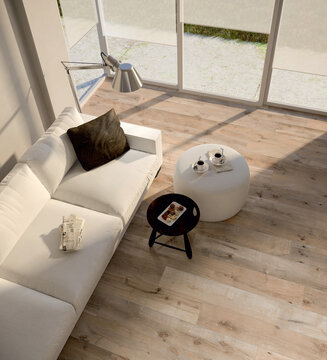 Modern interior design of room with elegant parket, seamless, luxurious interior background.