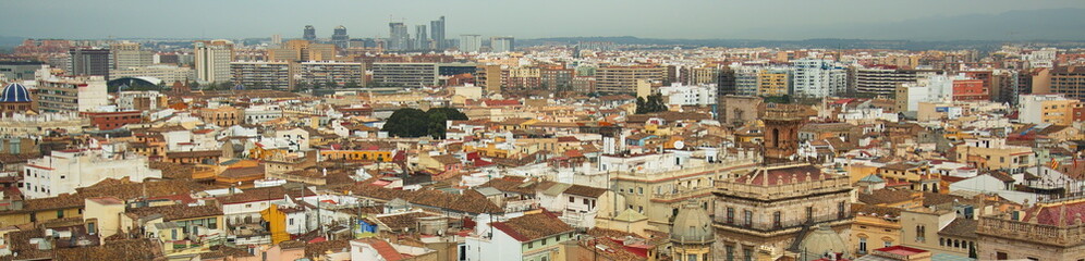 Fototapeta premium Panoramic view of old town of Valencia from the tower Miguelete of Valencia Cathedral,Spain,Europe 