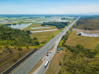 Aerial of a lay-by at SCTEX, a major expressway in Central Luzon connecting Subic with Clark....