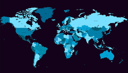 Fototapeta na wymiar World map. Color vector modern. 