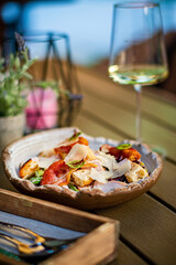seafood salad with white wine