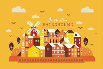 Vector illustration of city in Amsterdam, flat design concept