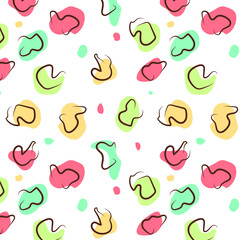 hand drawn abstrack colorful chaotic pattern on the white background
