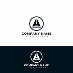 Letter A pen logo vector design