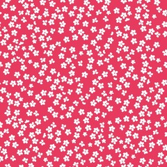 Seamless vintage pattern. Small white flowers. Red background. vector texture. fashionable print for textiles, wallpaper and packaging.