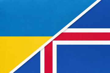 Ukraine and Iceland, symbol of country. Ukrainian vs Icelandic national flags.