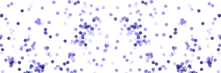 Banner with purple confetti background. Flat lay style.