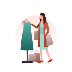 Woman holding shopping bags, vector illustration
