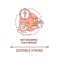 Not knowing purpose terracotta concept icon. Business problem abstract idea thin line illustration. Finding aim. Isolated outline drawing. Editable stroke. Arial, Myriad Pro-Bold fonts used