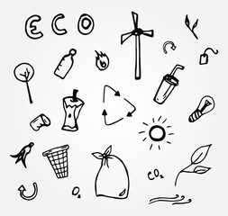 Doodles on the theme of Ecology. environment vector